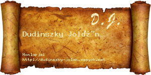 Dudinszky Jolán névjegykártya